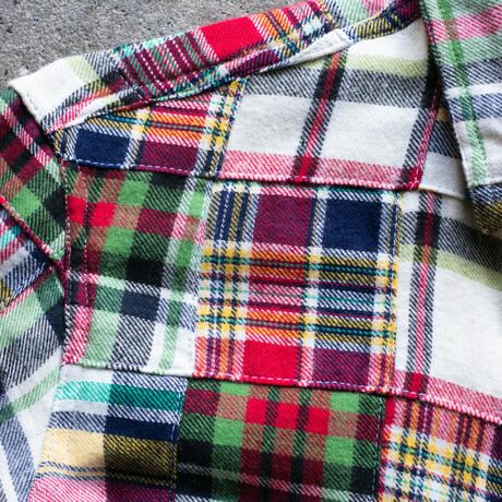 gustin #1337 patchwork shirt - red green