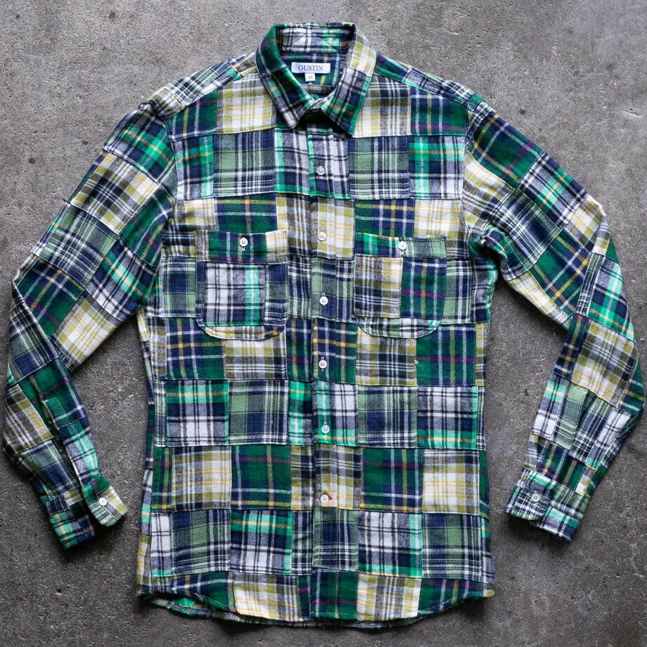 gustin #1335 patchwork shirt - blue green