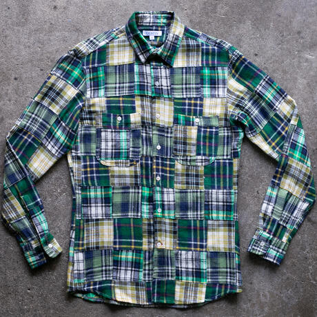gustin #1335 patchwork shirt - blue green