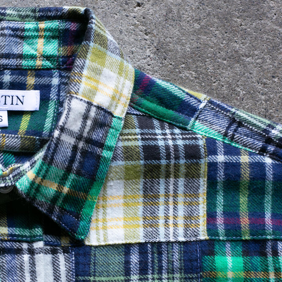 gustin #1335 patchwork shirt - blue green