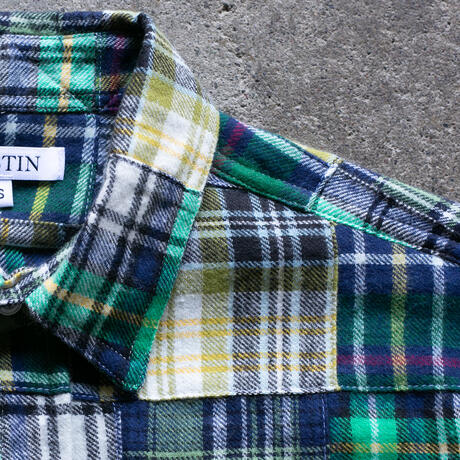 gustin #1335 patchwork shirt - blue green