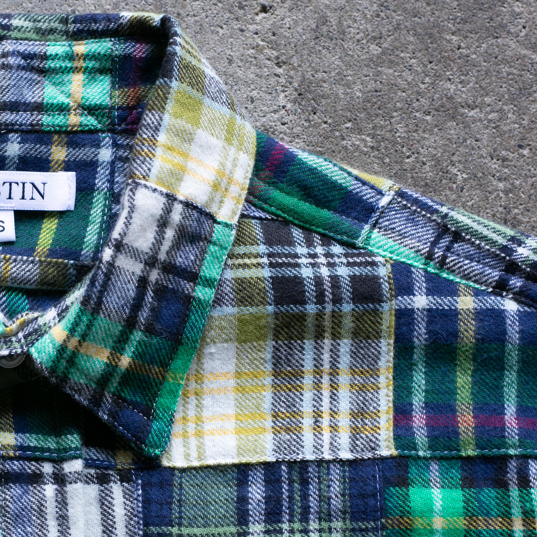 gustin #1335 patchwork shirt - blue green