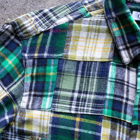 gustin #1335 patchwork shirt - blue green