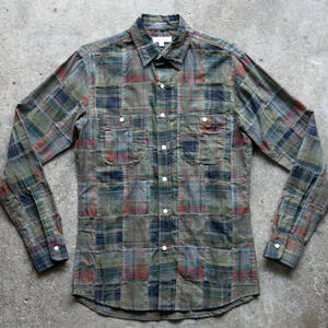 gustin #1334 patchwork shirt - vintage forest