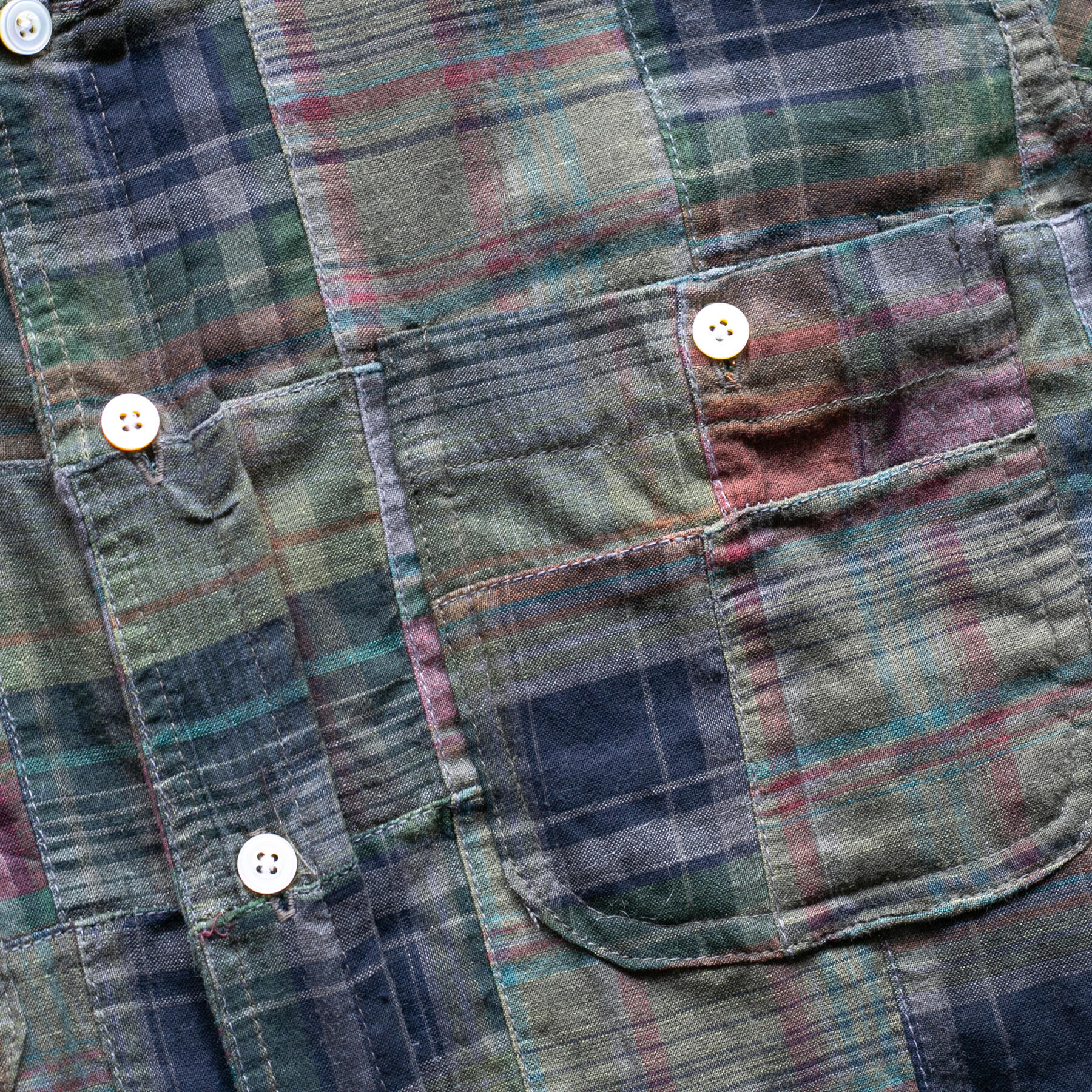 gustin #1334 patchwork shirt - vintage forest