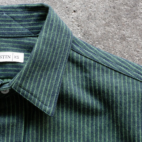 gustin #1338 neon shadow hickory stripe shirt - green