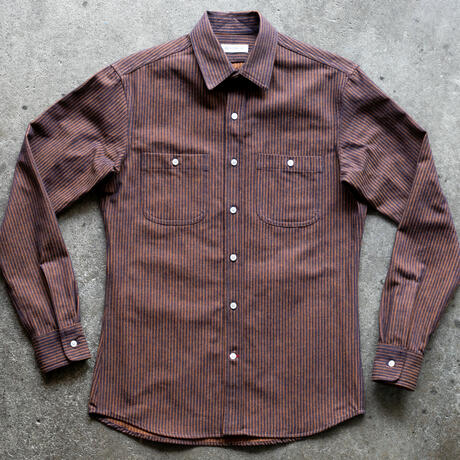 gustin #1339 neon shadow hickory stripe shirt - orange