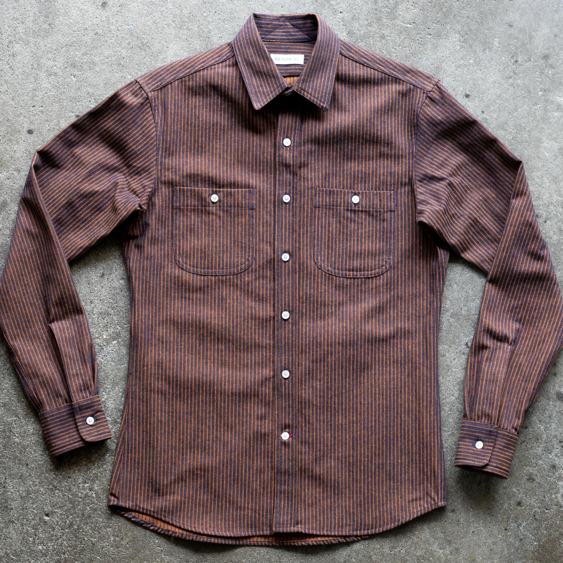 gustin #1339 neon shadow hickory stripe shirt - orange