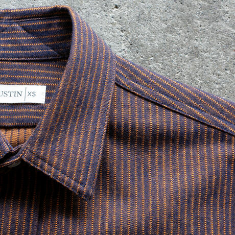 gustin #1339 neon shadow hickory stripe shirt - orange