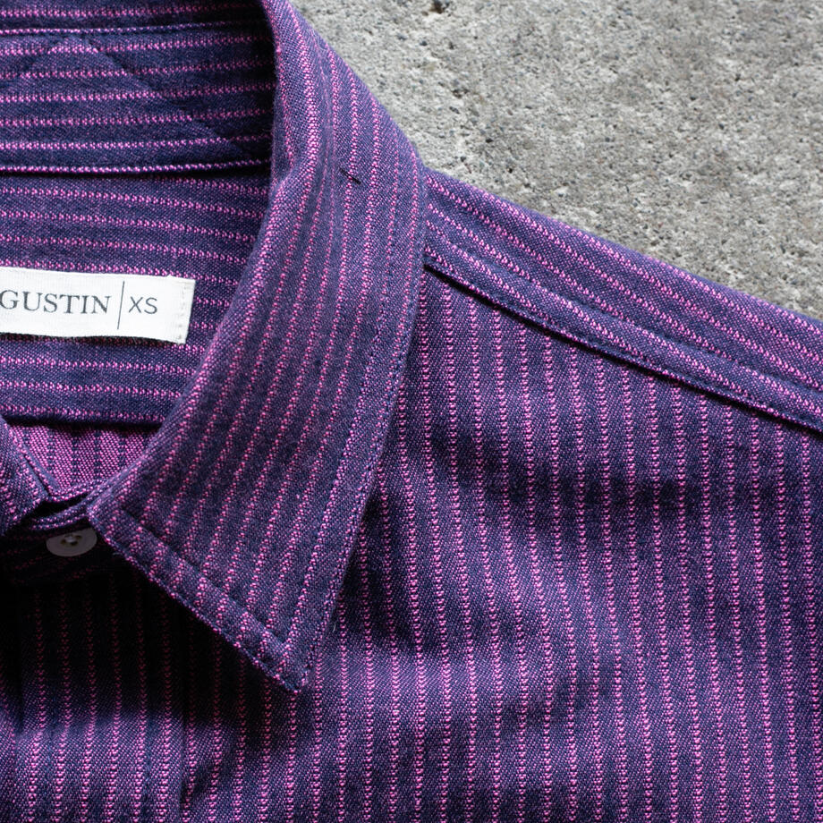 gustin #1340 neon shadow hickory stripe shirt - pink