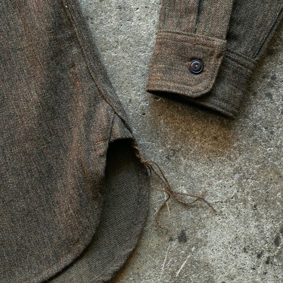 gustin #105 military wool serge workshirt - olive rust