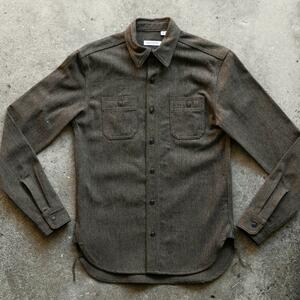 gustin #105 military wool serge workshirt - olive rust