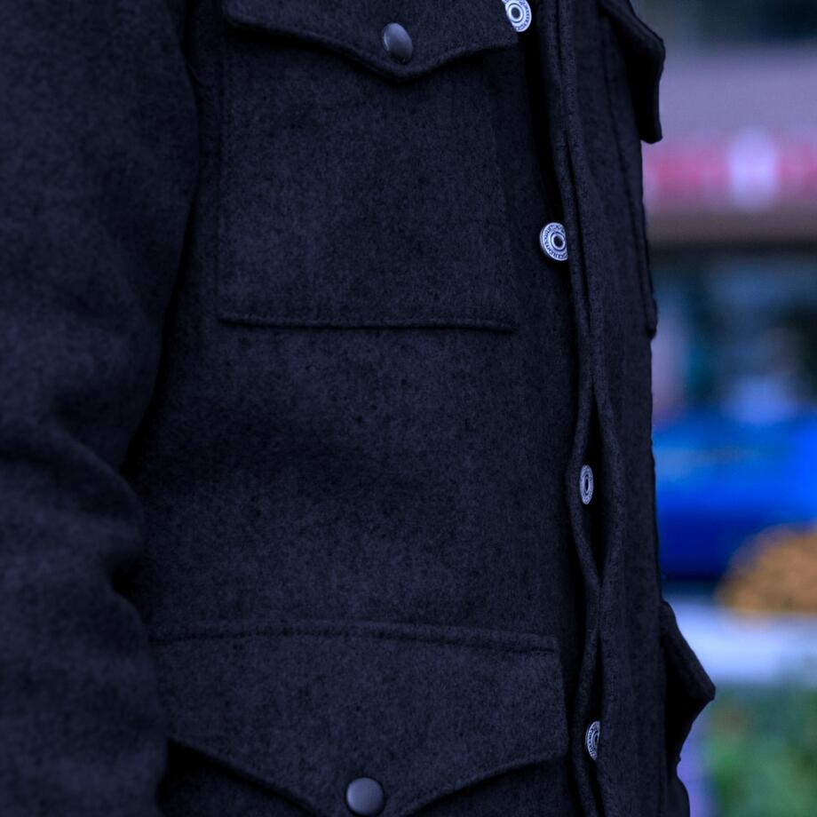 gustin black wool field jacket