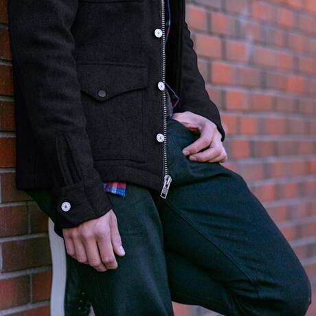 gustin black wool field jacket