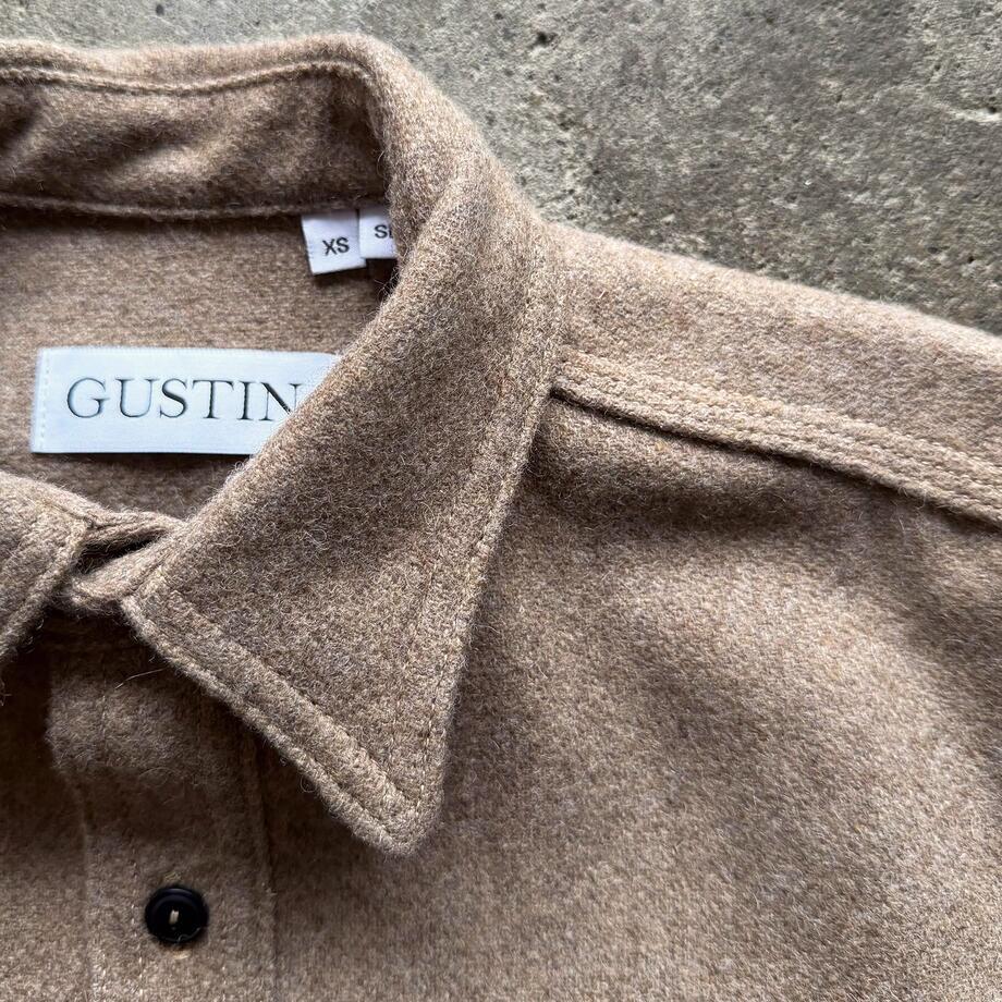 gustin #188 japan rustic wool workshirt - wheat