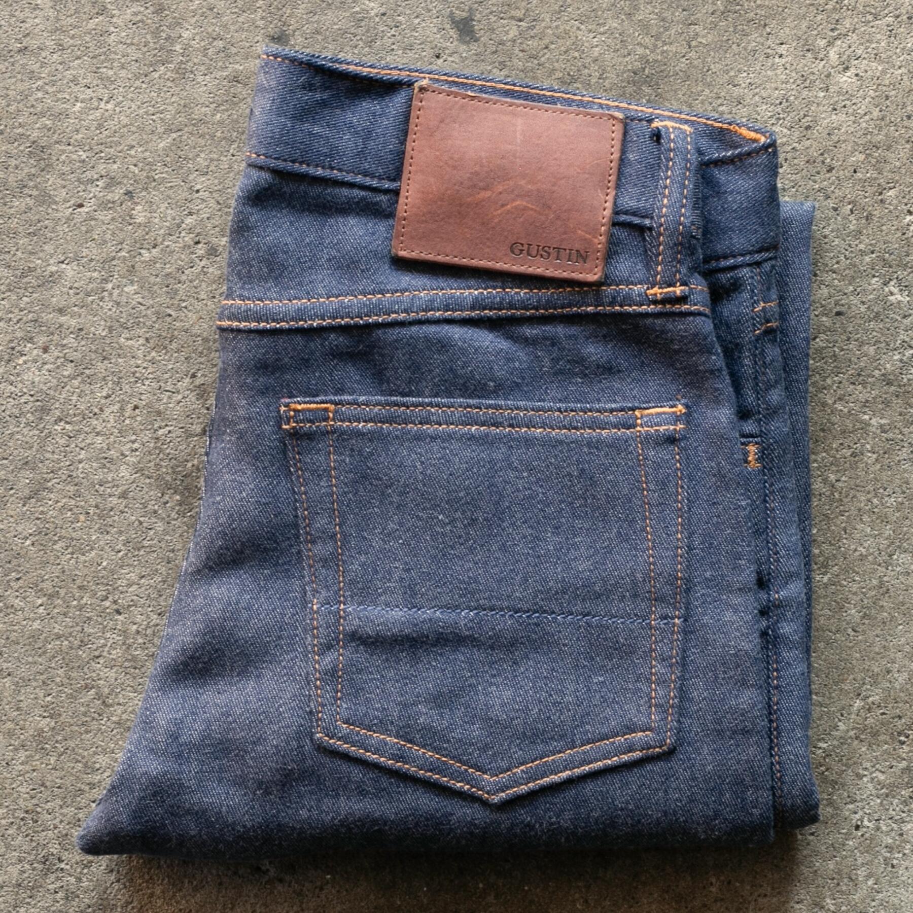gustin #483 japan double flannel denim - red white blue