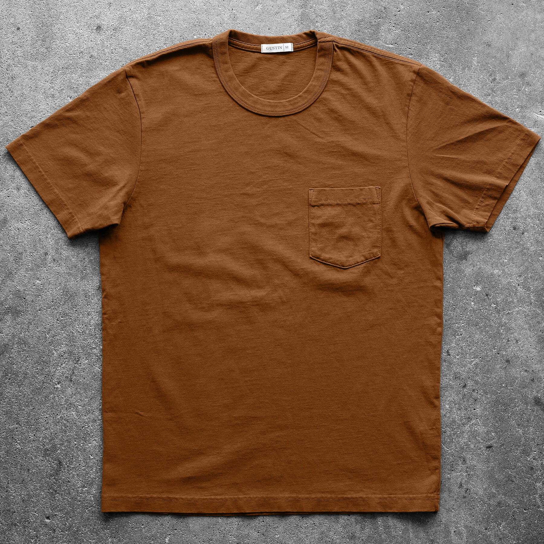 gustin american heavy pocket t-shirt - rust