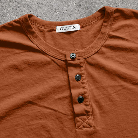 gustin short sleeve henley - burnt orange