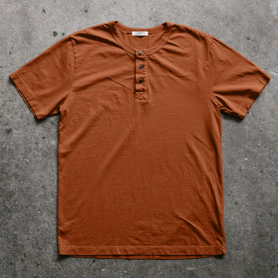 gustin short sleeve henley - burnt orange