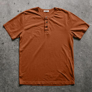 gustin short sleeve henley - burnt orange