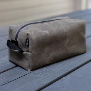 gustin waxed canvas dopp kit - dark oak