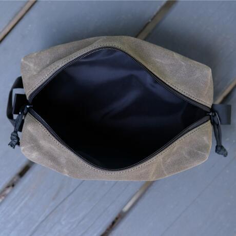 gustin waxed canvas dopp kit - dark oak