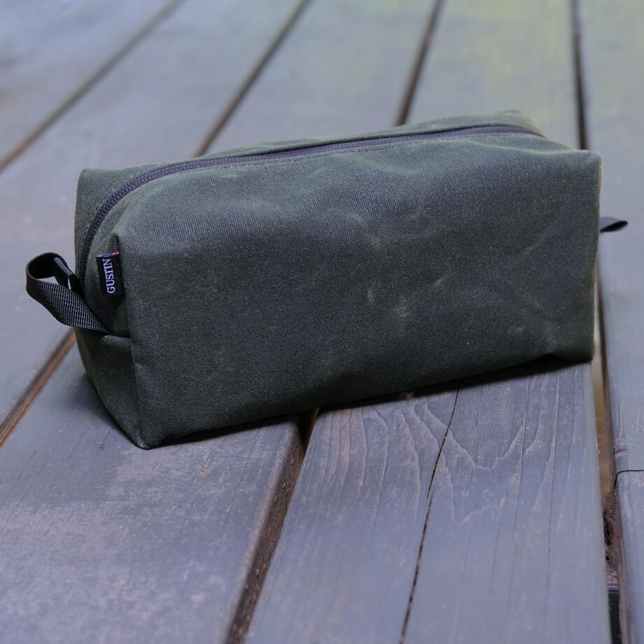 gustin waxed canvas dopp kit - olive