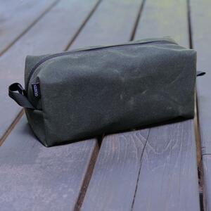 gustin waxed canvas dopp kit - olive