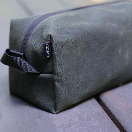 gustin waxed canvas dopp kit - olive