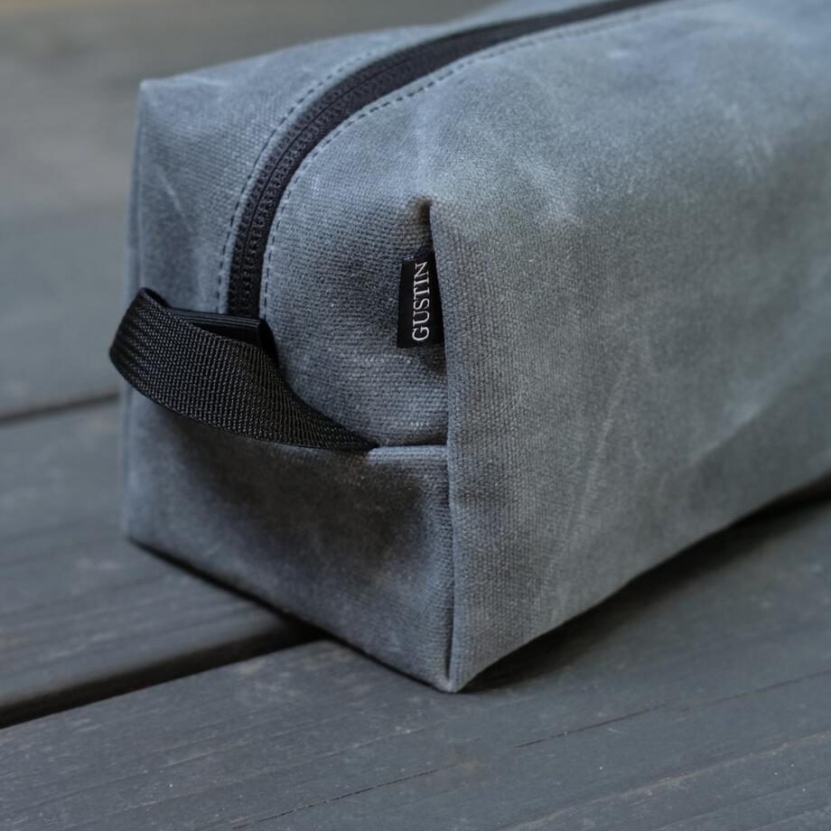 gustin waxed canvas dopp kit - charcoal