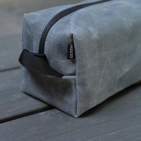 gustin waxed canvas dopp kit - charcoal