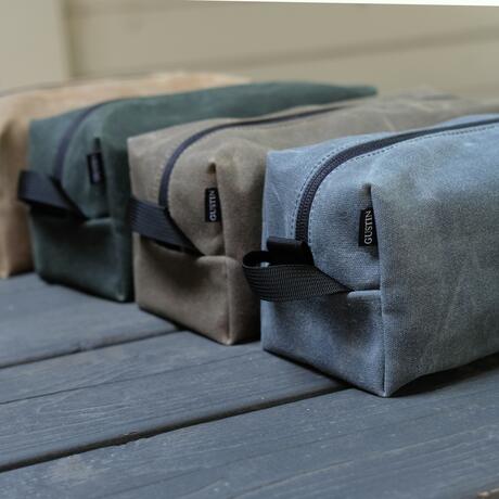 gustin waxed canvas dopp kit - charcoal