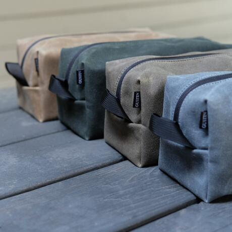 gustin waxed canvas dopp kit - field tan