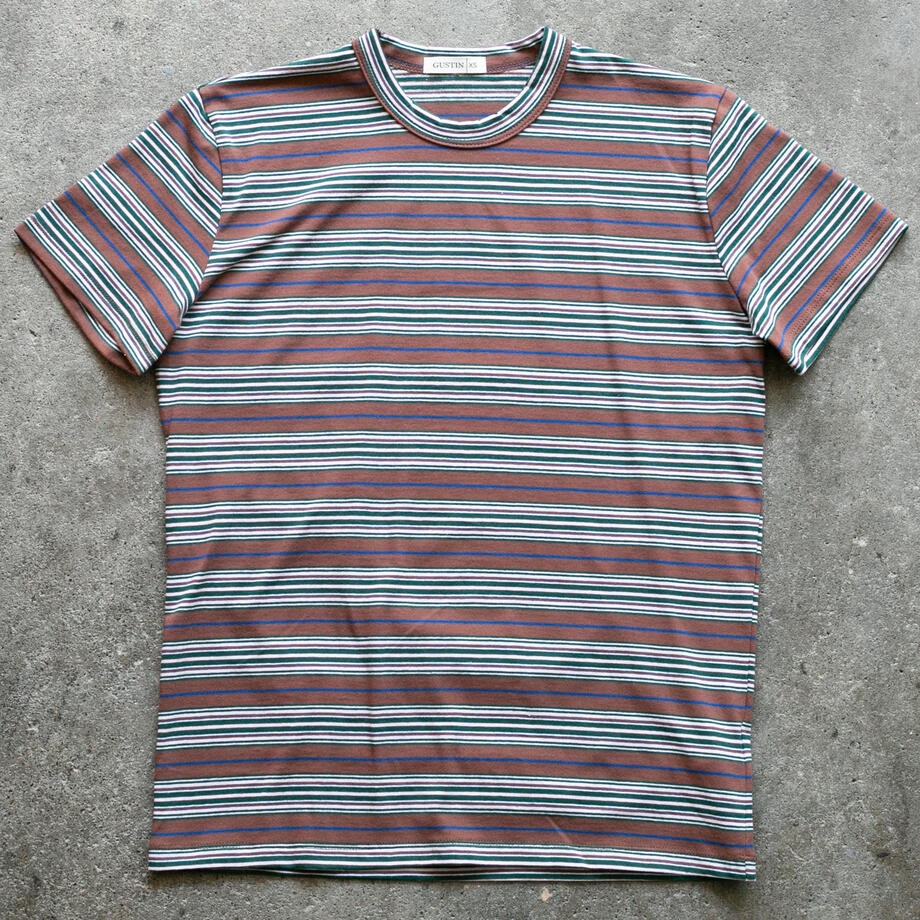 gustin japan retro stripe t-shirt - walnut