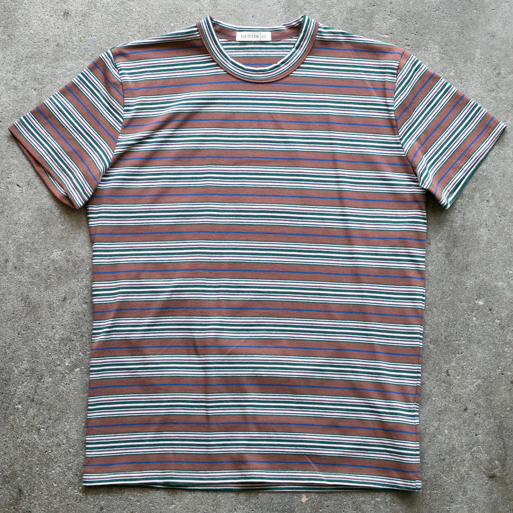 gustin japan retro stripe t-shirt - walnut