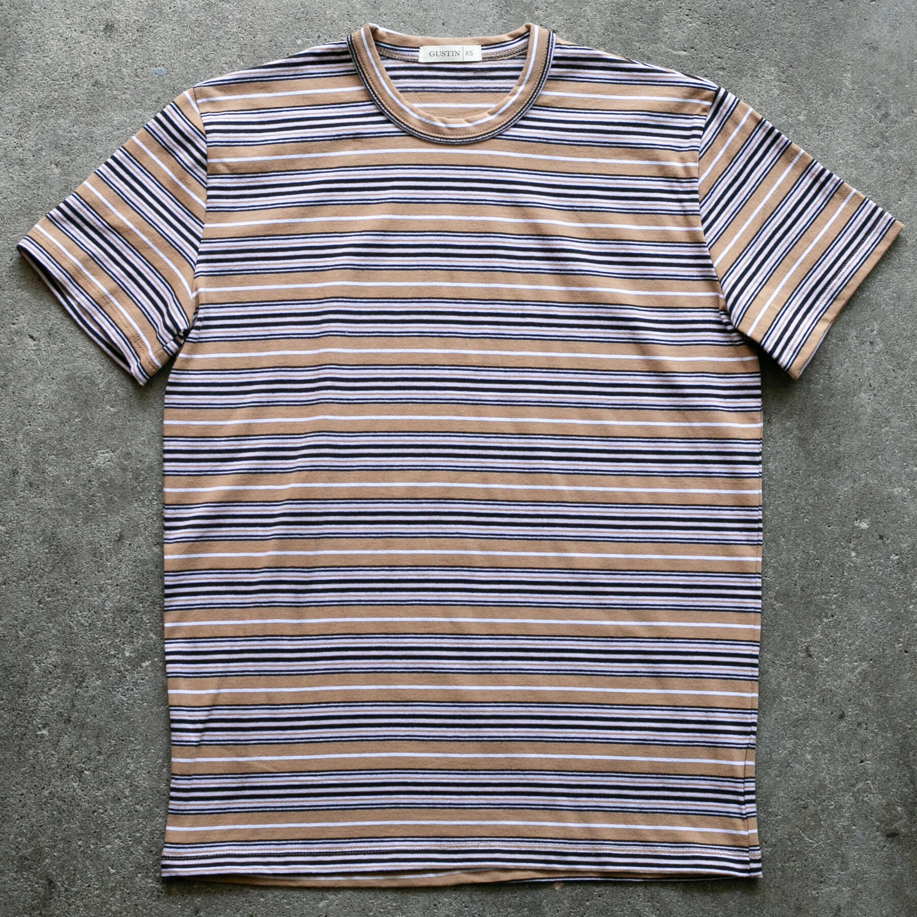 gustin japan retro stripe t-shirt - tan