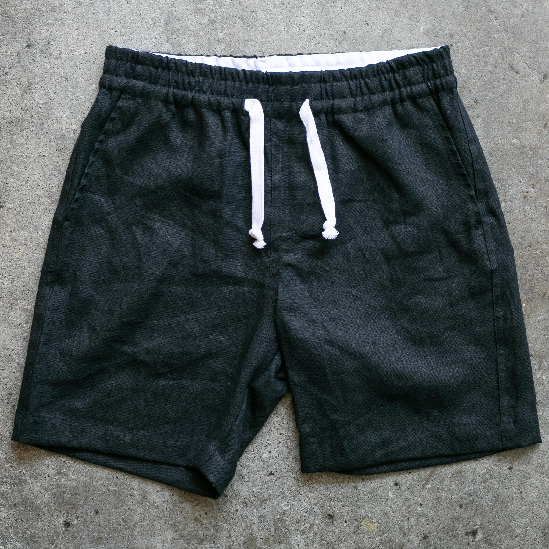 gustin #95 rustic slub linen shorts - black