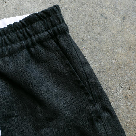 gustin #118 rustic slub linen shorts - black