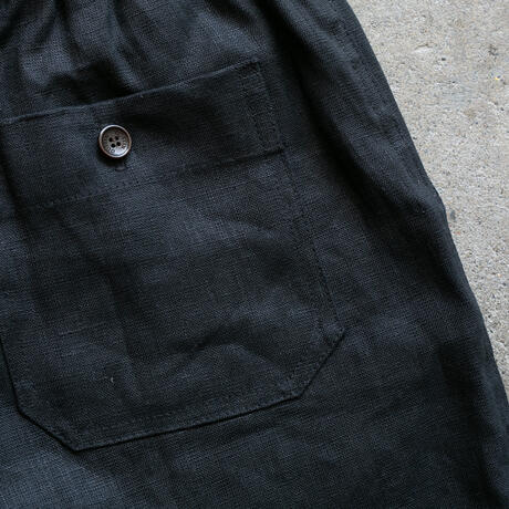 gustin #118 rustic slub linen shorts - black