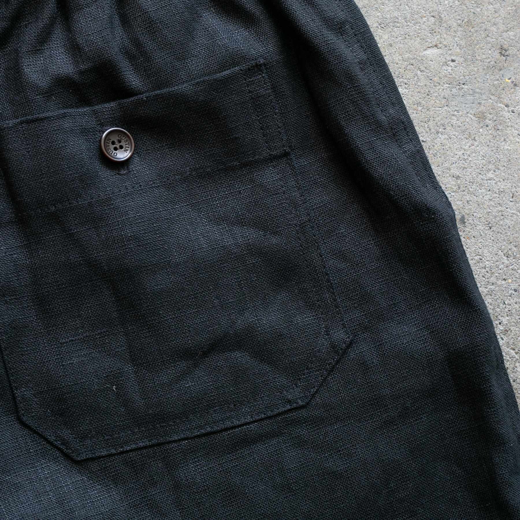 gustin #95 rustic slub linen shorts - black