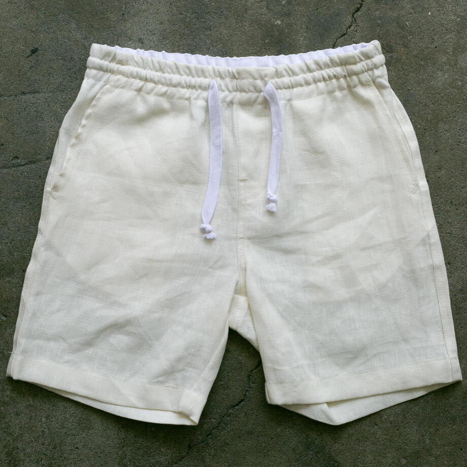 gustin #119 rustic slub linen shorts - ivory