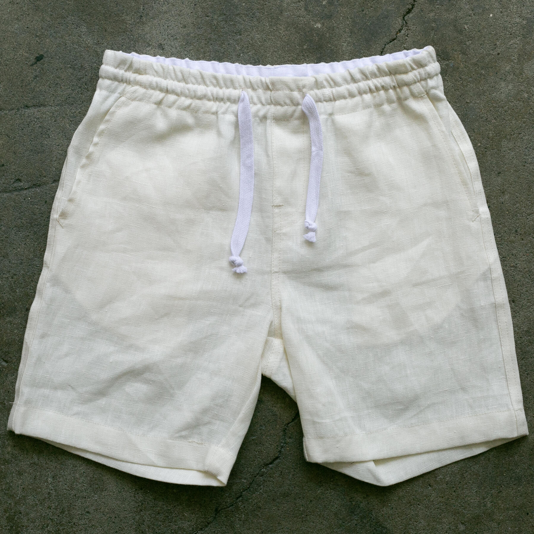 gustin #128 rustic slub linen shorts - ivory