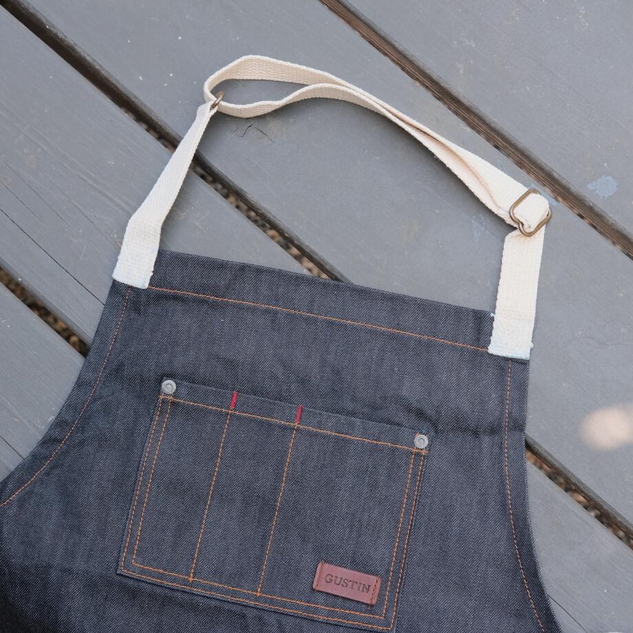 gustin indigo selvedge denim apron