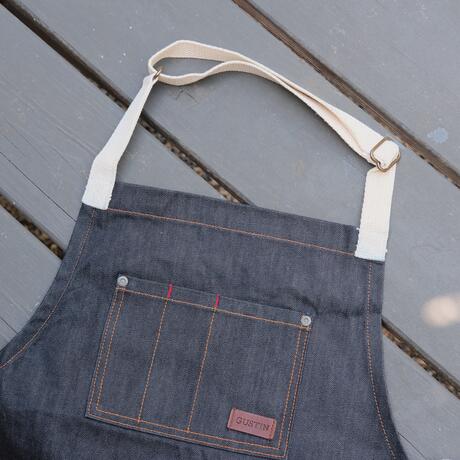 gustin indigo selvedge denim apron