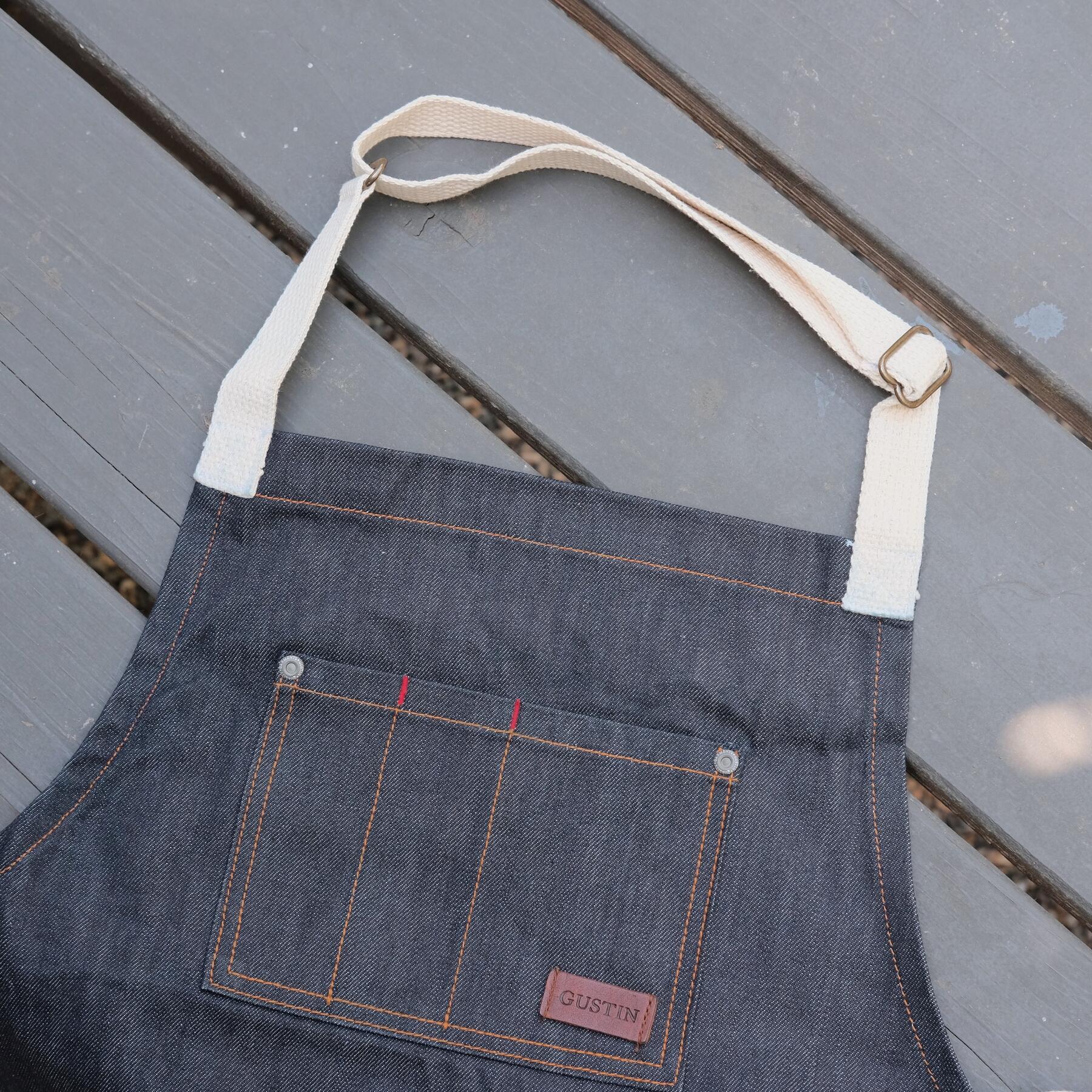 gustin indigo selvedge denim apron