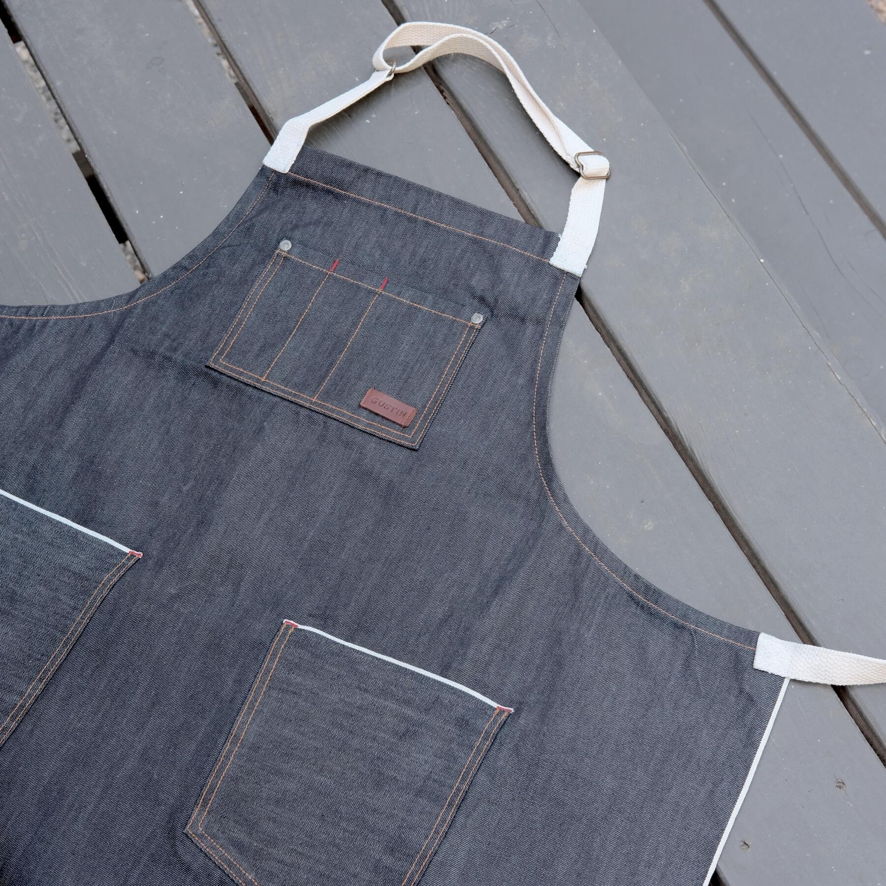 gustin indigo selvedge denim apron