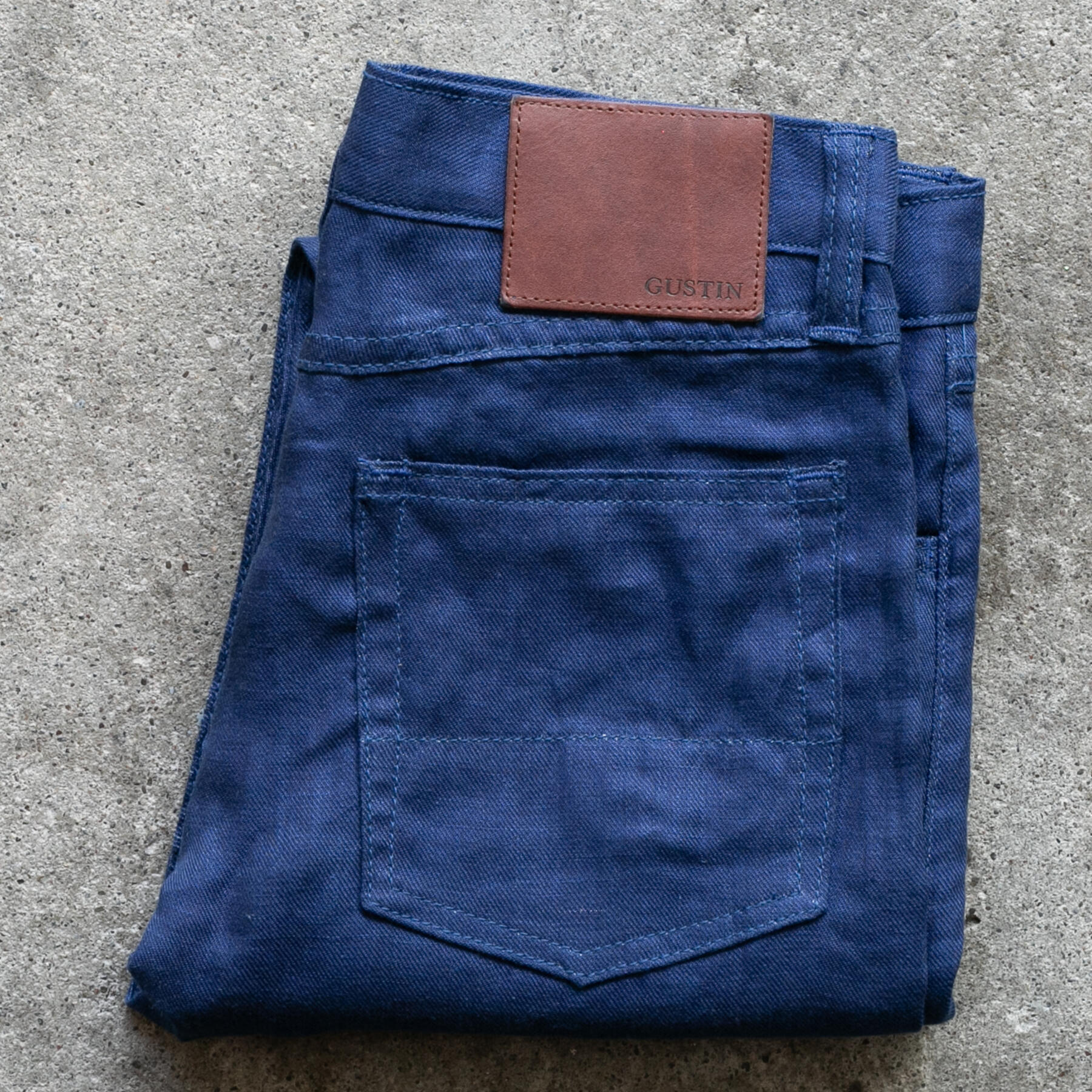 gustin #507 japan indigo linen 5 pocket