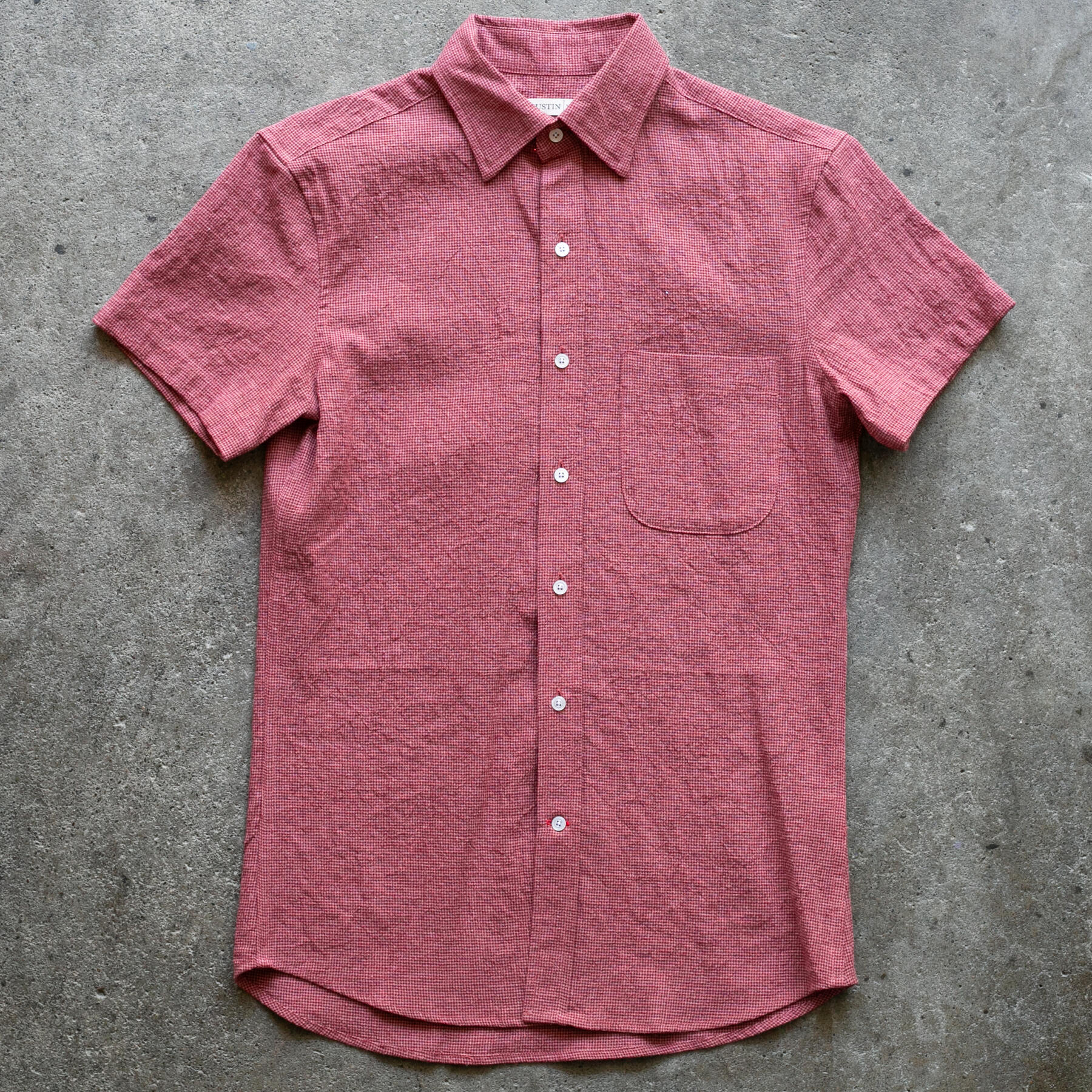 gustin #1355 summer houndstooth shirt - brick