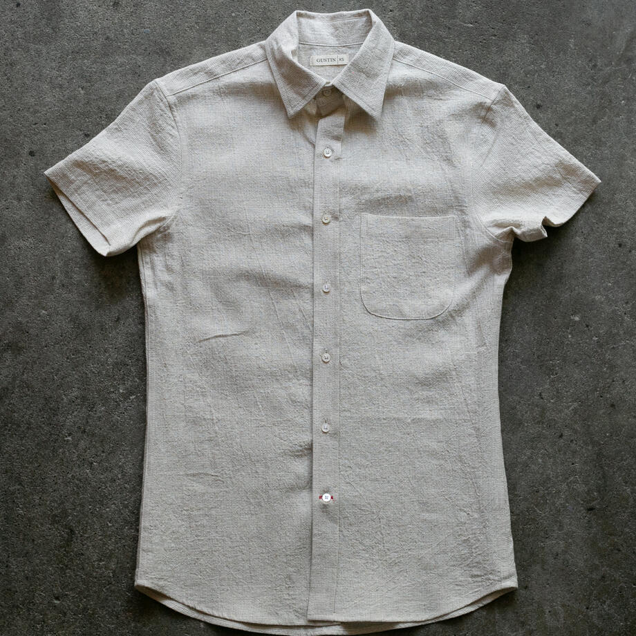 gustin #1357 summer houndstooth shirt - natural