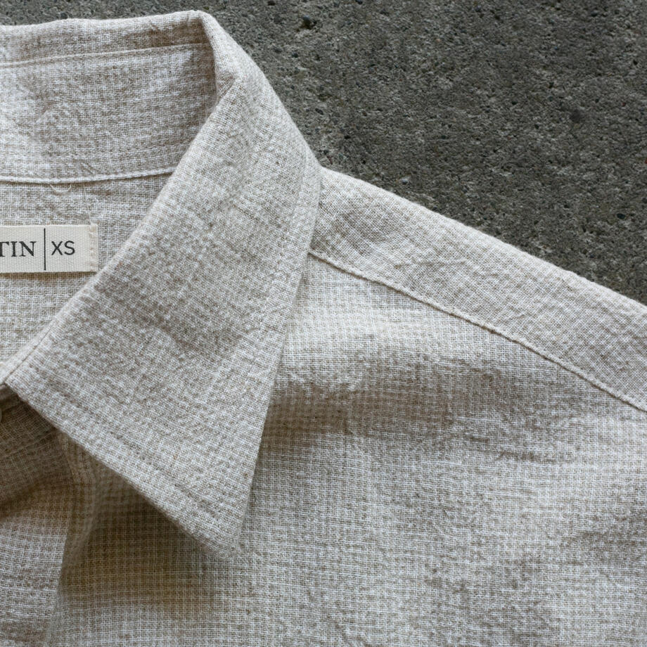 gustin #1357 summer houndstooth shirt - natural
